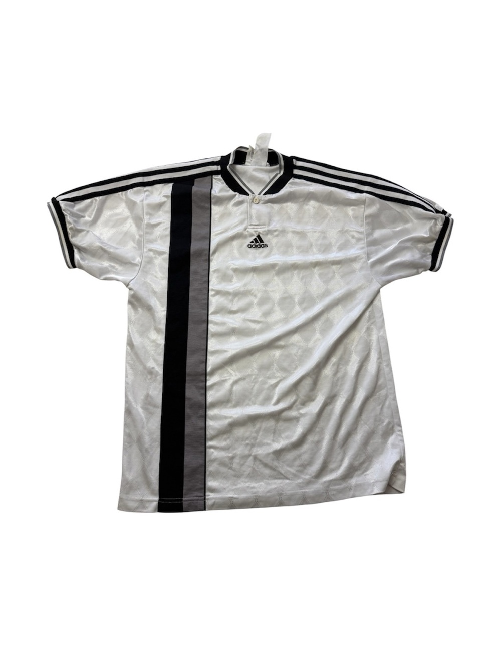 Vintage Adidas white striped soccer jersey
